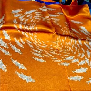 100% silk scarf bandana orange koi